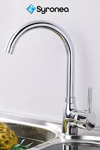 Syronea Delta Banyo Lavabo Bataryası Krom Eviye Musluk Kısa Batarya