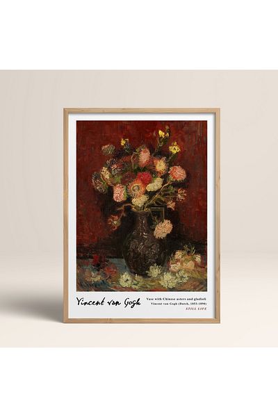 HOMEPACK Рамкирана картина на Винсент Ван Гог 30x40см 40x60см 50x70см Черно-бяла дървена рамка Vangogh027