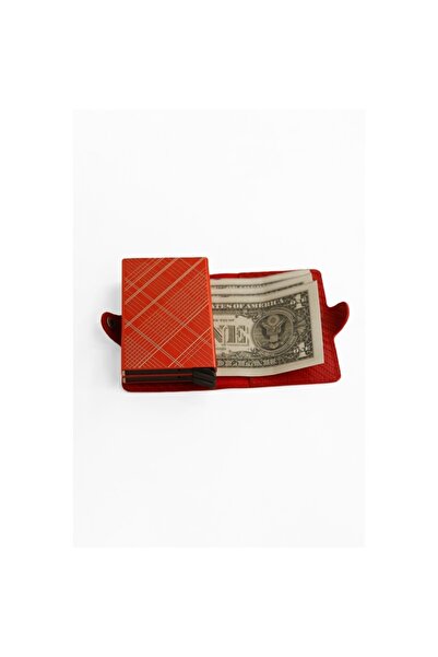 Wrapsol Mekanizmalı Kırmızı Karbon Çiftli Cüzdan Akıllı Kartlık