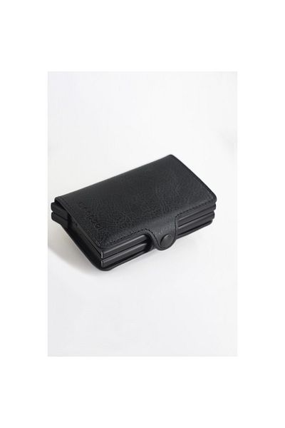 Wrapsol Black Mechanical Double Card Holder - Smart Wallet
