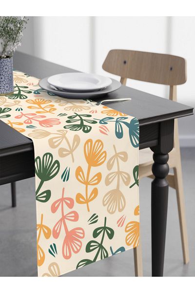 FUS BLUE Modern Floral Pattern Decorative Runner