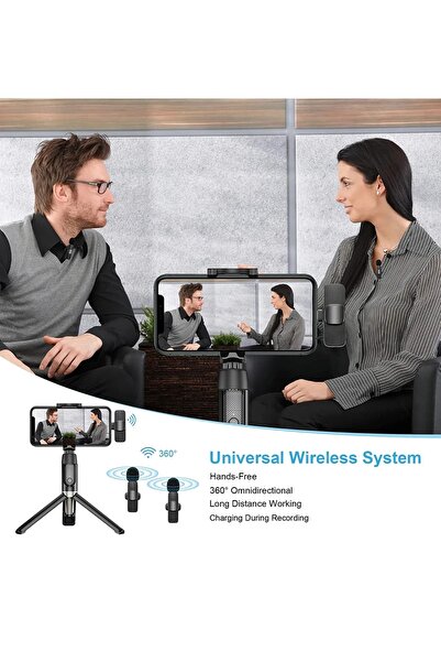 Asfal Iphone Uyumlu Ikili Kablosuz Yaka Mikrofonu, Wireless Ios Lighting Uyumlu Canlı Yayın Yaka Mikrofonu