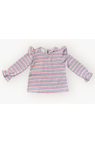 Pink Hippo Kids Bluză pentru fetiță cu dungi cu volane și sclipici