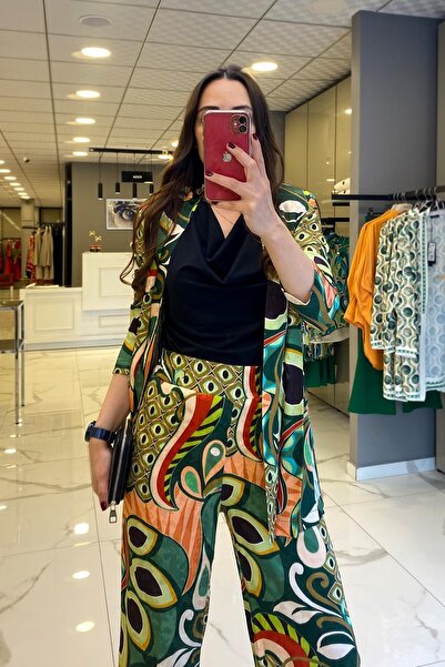 Vosse Miarte Multi Color Beli Lastikli Desenli Bol Paça Pantolon