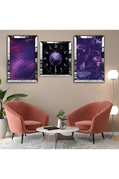 Zevahir Mobilya Dekorasyon Set de masă din MDF cu margine din plexiglas argintiu Set de ceasuri