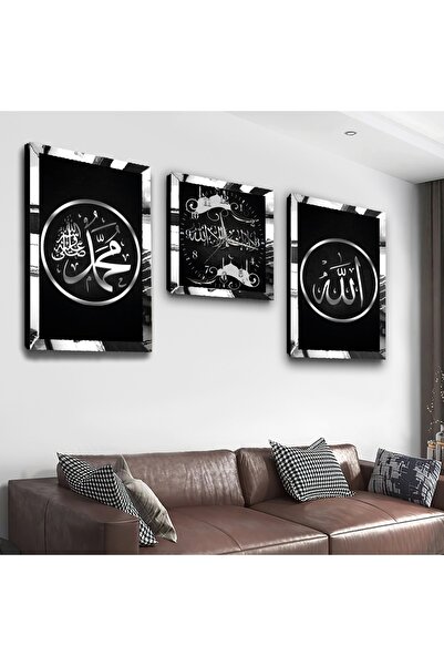 Zevahir Mobilya Dekorasyon Gümüş Aynalı Pleksi Çerçeveli Hz Muhammed Ve Allah...
