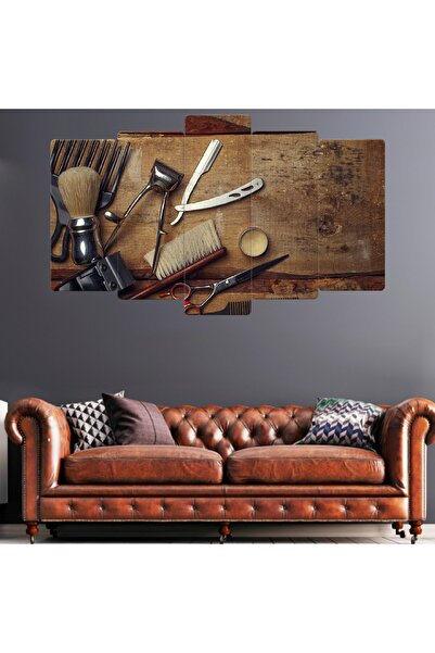 Zevahir Mobilya Dekorasyon Beşli Mdf Tahta Görünülü Arka Planlı Berber Malzem...