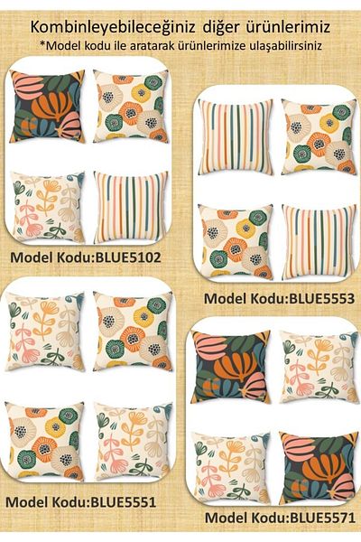 FUS BLUE Modern Floral Pattern Decorative Runner