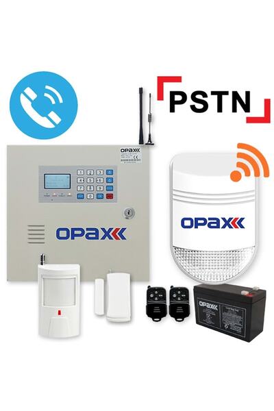 OPAX -2545 Pstn Panel & Bgr-09 Kablosuz Sirenli Akü Dahil Full Alarm Seti (25...