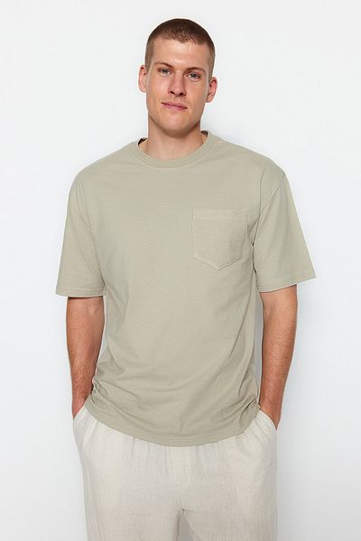 Trendyol Collection Oversize bavlněné tričko s krátkým rukávem – kapsa, 100% bavlna Tmnss23Ts00225