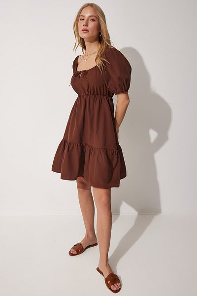 Happiness İstanbul Ausgestelltes Popelinekleid mit gerafftem Kragen