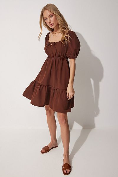 Happiness İstanbul Ausgestelltes Popelinekleid mit gerafftem Kragen
