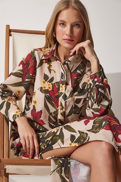 Happiness İstanbul Dress - Beige - Shirt dress