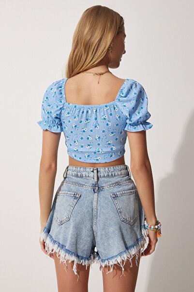 Happiness İstanbul Bluză tricotată cu guler Carmen florală