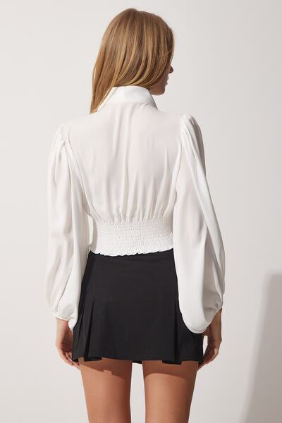 Happiness İstanbul Μπλούζα με βαθύ V λαιμόκοψη με μπαλόνι μανίκι