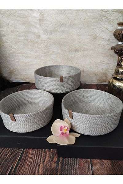 Çt Çeyizci Tekstil Basket, 3-Purpose Multi-Purpose Wicker Basket, Bread Basket, Kitchen Basket