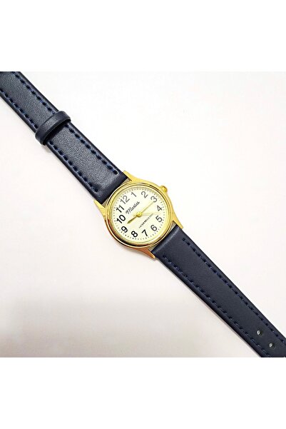 Marlas Vintage Women's Wristwatch, Retro Design, Round, Leather Cord, Blue Cord, Easy Use