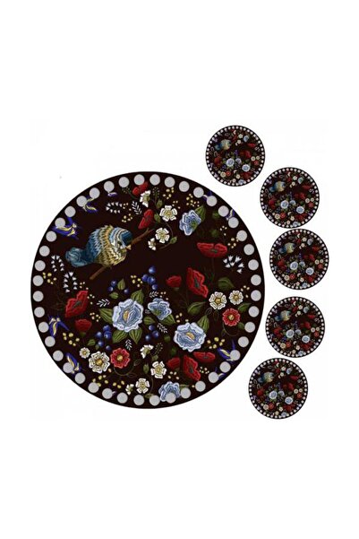 GRAFİLLİ DESİGN لوحة قاعدة صينية خشبية محبوكة مطبوعة على شكل سمكة مستديرة مقا...