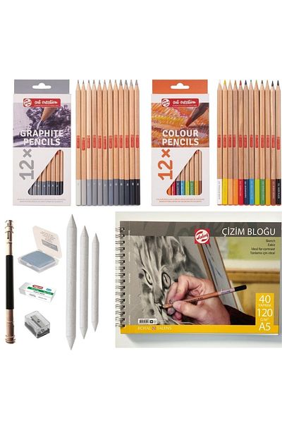 Talens Professional Sketch Set - A5 Notebook - Graffiti Graduated Pen and Colored Dry Paint Set