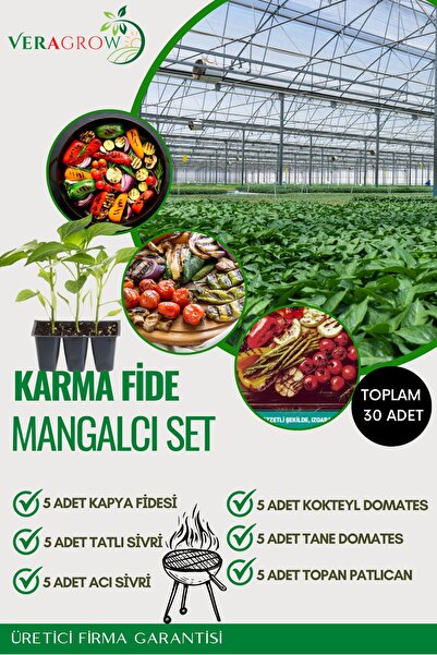 VERAGROW Biolife Fide 30 Adet Mangalcı Biber Patlıcan Domates Fidesi Hobi Set