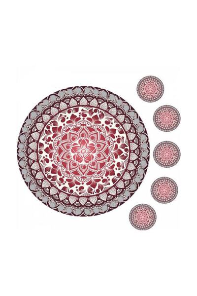 GRAFİLLİ DESİGN لوحة قاعدة خشبية محبوكة مطبوعة بزخارف تقليدية مقاس 30 سم، 5 ق...