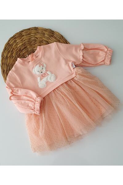 Murat Baby Ayıcıklı Puanlı Tüllü Çocuk Elbisesi