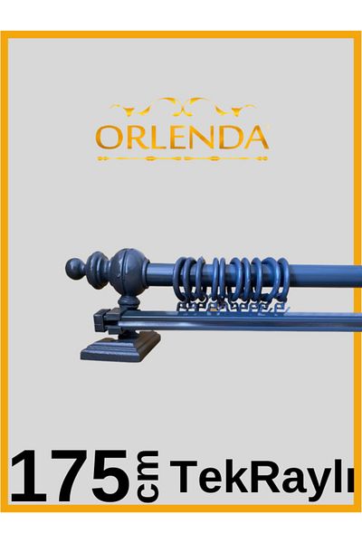 Orlenda Anthracite Wooden Head Aluminum Pipe Rustic Curtain Hanger Single Rail 175 cm