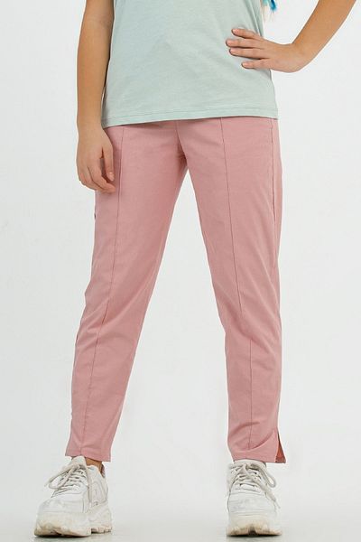 DMB BOYS & GIRLS Ribbed Girl's Linen Trousers with Elastic Waist