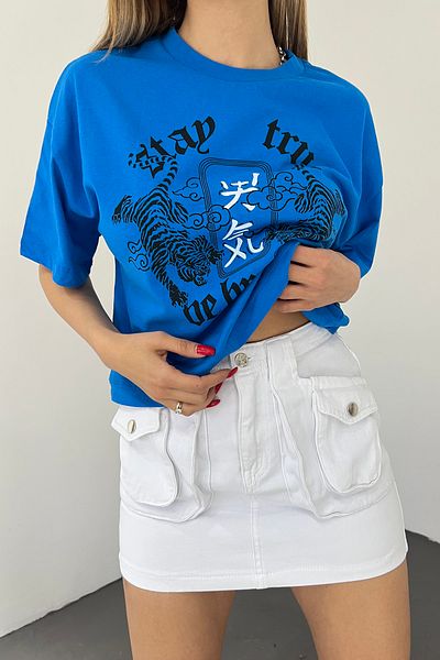 LE CARAMBOLE Tricou de damă Blue Stay True Printed - Scurt