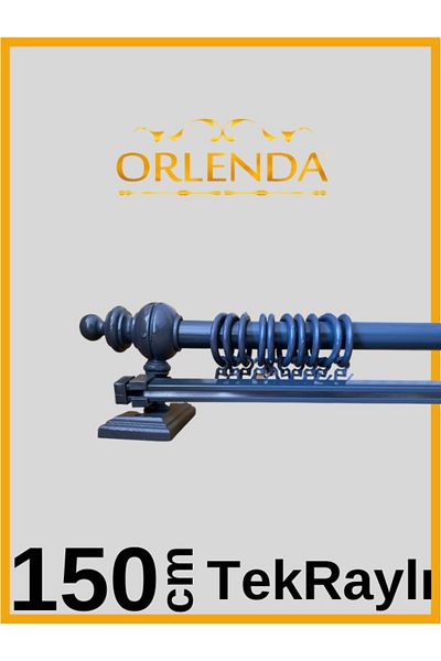Orlenda Anthracite Wooden Headed Aluminum Pipe Rustic Curtain Hanger Single Rail 150 Cm