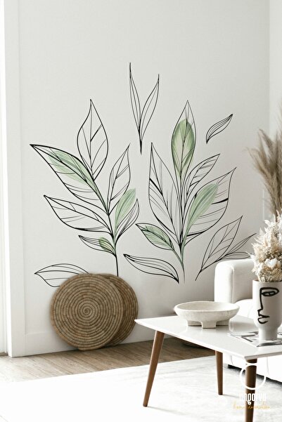 ANGARYA Modern Stil, Dekoratif Çizgisel Ve Yeşil Yapraklar, Ev Dekorasyonu Şe...