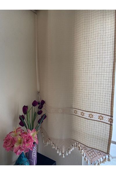 Mrmemo Buldan Work Woven Curtain Monika Linen Hand Knitted Lacy