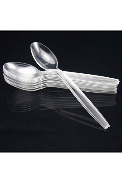 Kevser Tek Kullanımlık Plastik Kaşık Şeffaf Renk Orta Boy 200 Adet