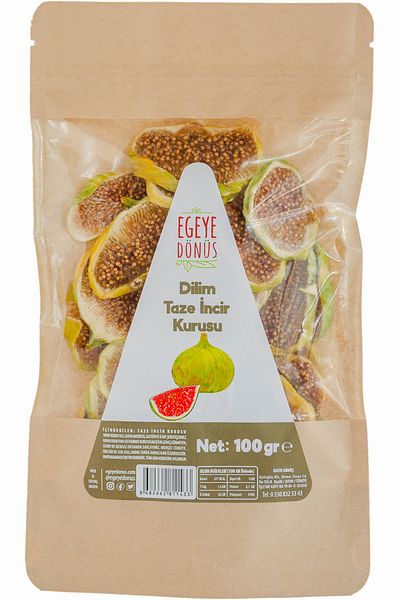 EGEYE DÖNÜŞ 100 gr.Slice Fresh Fig Chips Dried - Additional Sugar Free Cocktail Fruit Dried