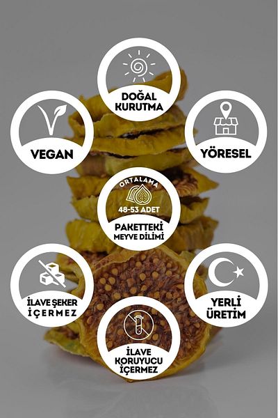 EGEYE DÖNÜŞ 100 gr.Slice Fresh Fig Chips Dried - Additional Sugar Free Cocktail Fruit Dried
