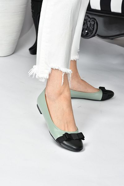 Fox Shoes Grüne schwarze Ballerinas für Damen