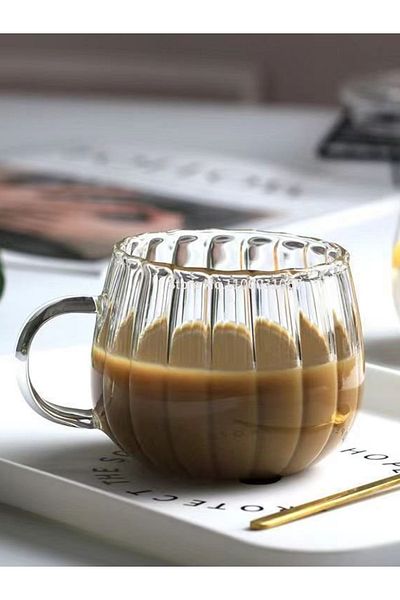 Senin Dükkanın Borosilicate Daisy Glass Mug 350 ml 6 Pieces