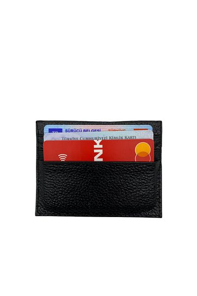 MKM Ultra Thin Genuine Leather Credit Card Holder - Slim Card Holder - 6 Card Capacity - Card Holder with Money Compartment