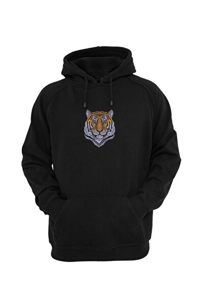 Relax family xf Φούτερ Unisex Oversize με κουκούλα με στάμπα Tiger στο μπροστινό μέρος