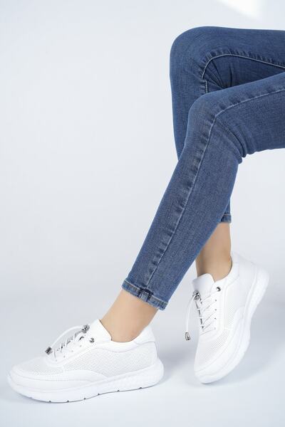 Deripabuc Γνήσιο δέρμα Λευκό Γυναικείο Δερμάτινο Αθλητικά Παπούτσια Dp71-0111