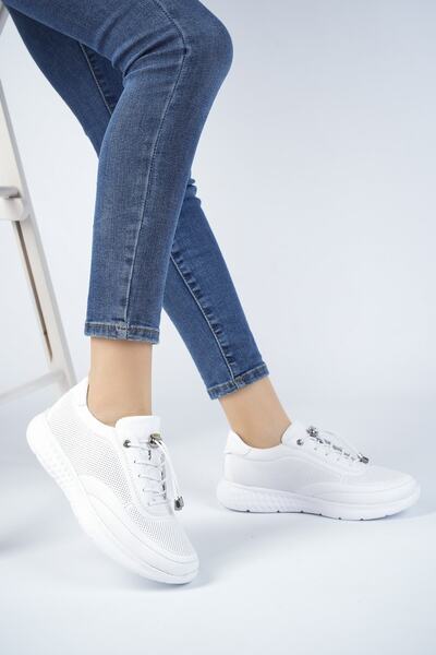 Deripabuc Γνήσιο δέρμα Λευκό Γυναικείο Δερμάτινο Αθλητικά Παπούτσια Dp71-0111