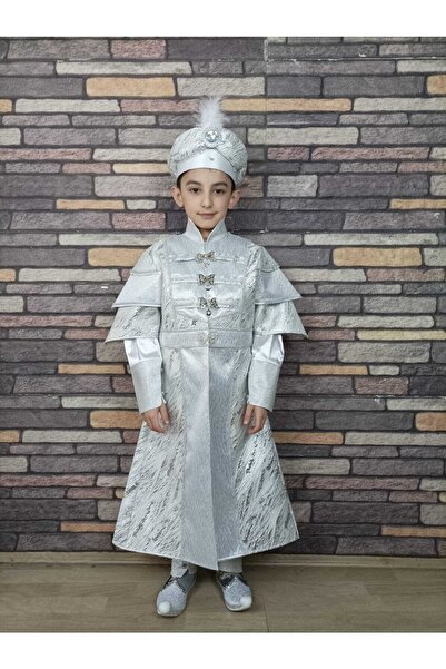 Başak Sünnet Sarayı (3-10 Yaş)beyaz Gümüş Renk Sultan Model Kıyafeti