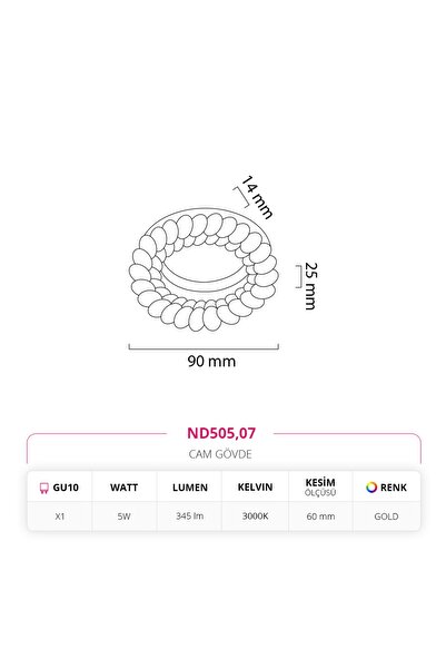 NEVO Sıva Altı Cam Spot Gold Gün Işığı Nd505