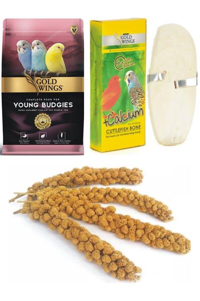 Gold Wings Premium Yavru Muhabbet Kuşu Yemi 1 Kg. +kalamar Kemiği + (...