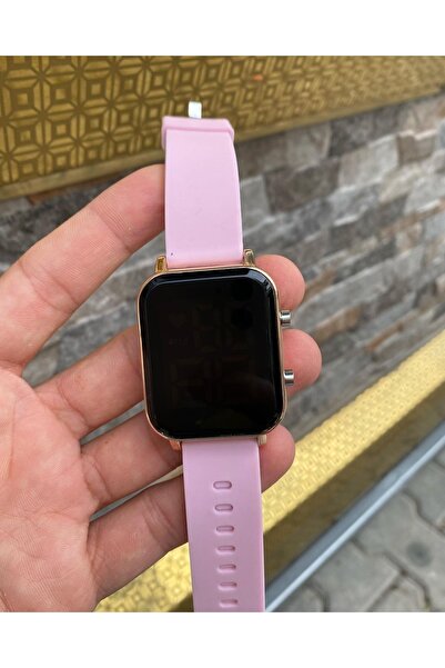 ÇENÇEN Kadın Pembe Renk Kordon Silikon Kordon Dijital Led Kol Saati