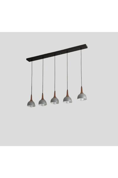 demet habek mylights Mylights 120 Cm Sıralı Beşli 5li Masaüstü Gri Başlık Bakır Detay Mutfak Ada Otel Salon Kafe Avize