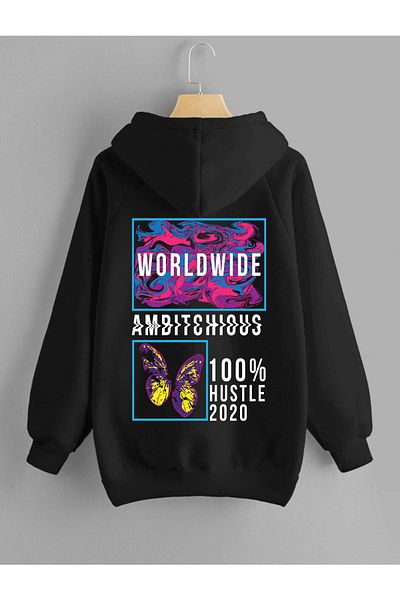DEEPSENCE Unisex Oversize Hooded Sweatshirt Wordwide Printing
