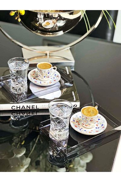 SepetçiBaba 2-Piece Gray Presentation Engagement Coffee Plexi Tray