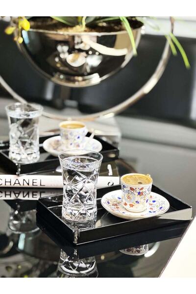 SepetçiBaba 2-Piece Black Presentation Engagement Coffee Plexi Tray