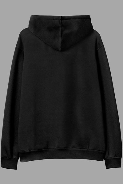 DEEPSENCE Unisex Black Hooded Sweatshirt Style Printed
